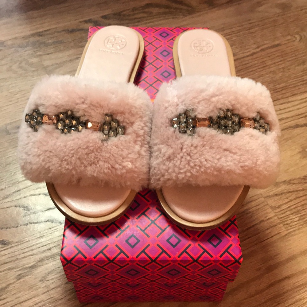 Tory Burch Aspen Shearling Slides
